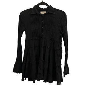 Denim & Supply Y2K Cotton Gauzy Crinkle Fit & Flare shirt sz S Romantic Goth Boh